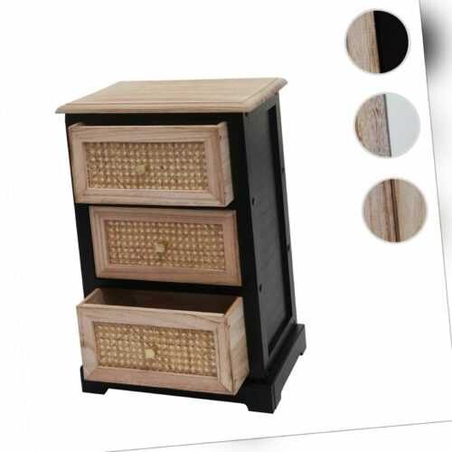 Kommode HWC-K87, Schubladenschrank, Holz Rattan 63x40x28cm