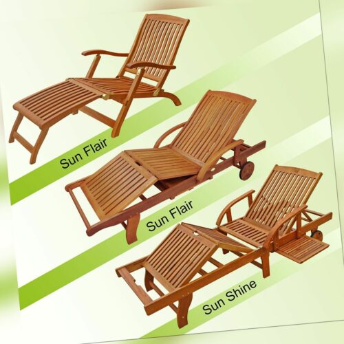 Sonnenliege Gartenliege Holzliege Deckchair Relaxliege Rollliege Liege Holz FSC