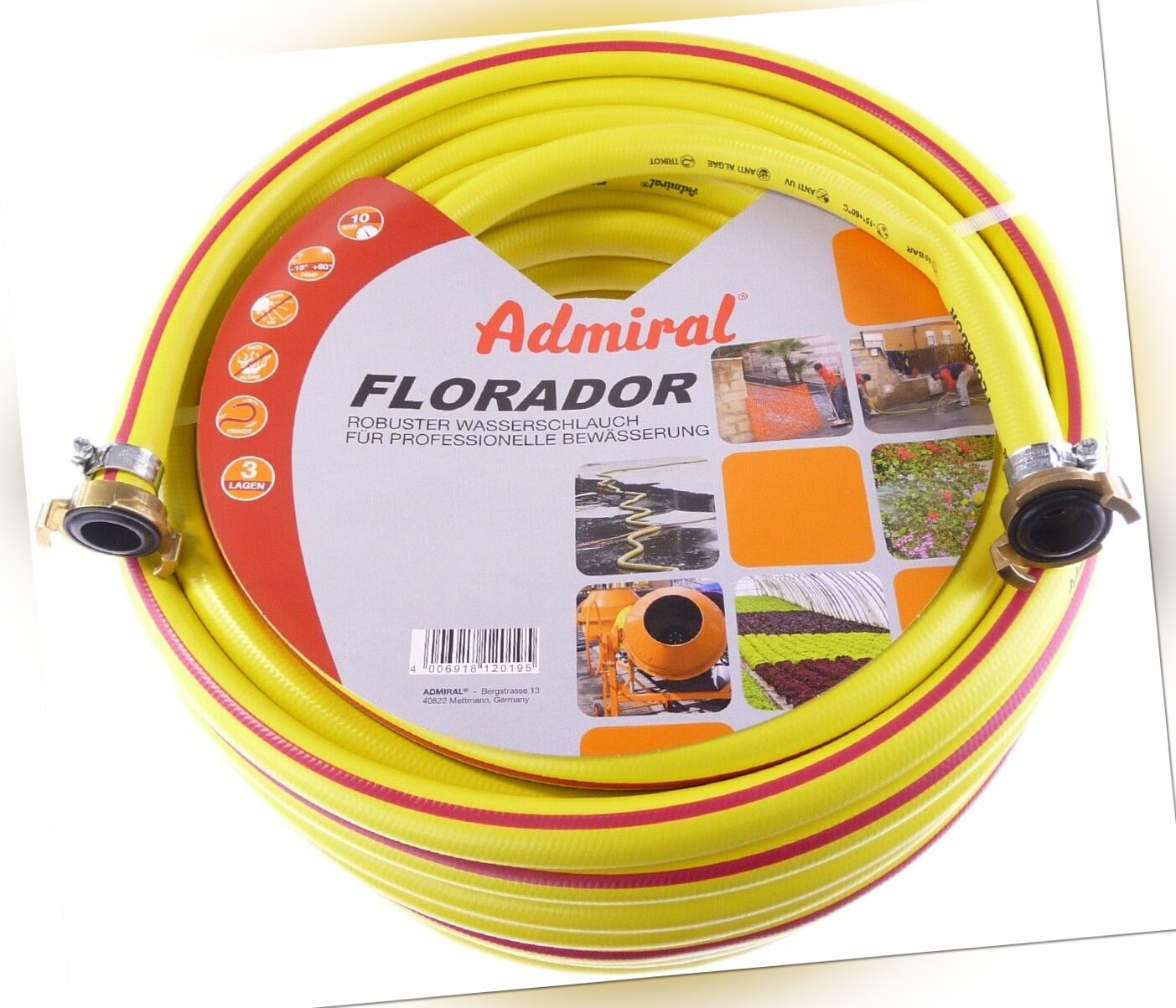 Profi Wasserschlauch Gartenschlauch knickfest 3/4 zoll + 2 Kupplungen & Schelle