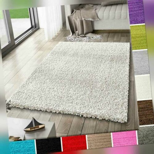 Teppich Hochflor Shaggy Teppiche Langflor Creme Weiss Wohnzimmer Pflegeleicht