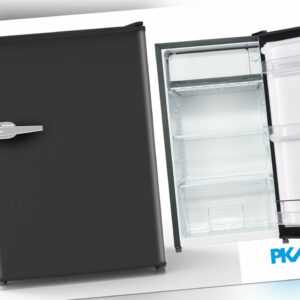 PKM Retro Kühlschrank 91 Liter Schwarz freistehend kompakt 45 cm breit