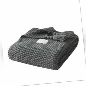 Weiche Kuscheldecke mit Quaste Strickdecke Gitter Sofadecke Couch