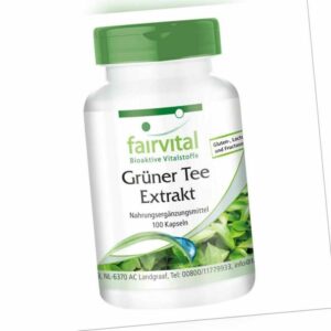 Grüner Tee Extrakt 100 Kapseln, hochdosiert, 50% Polyphenole - VEGAN | fairvital