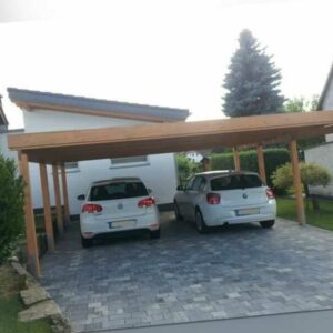 Holz Carport 6x6 m Doppelcarport Überdachung Lärche  inkl. Dacheindeckung