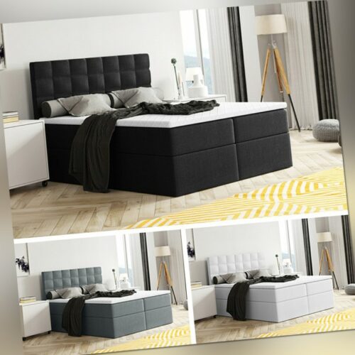 Bett, Boxspringbett MERA mit Bettkästen, Doppelbett 140/160/180 x 200 cm +Topper