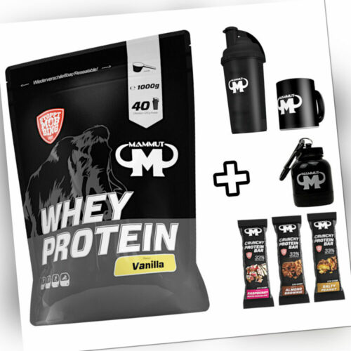 Whey Protein 1000 g Eiweiß Molke 40 Portionen von Mammut + Gratisartikel