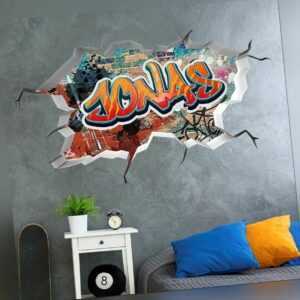 vr156 3D Wandtattoo Graffiti Name Cooles Wandtattoo Kinderzimmer Junge Name Teen