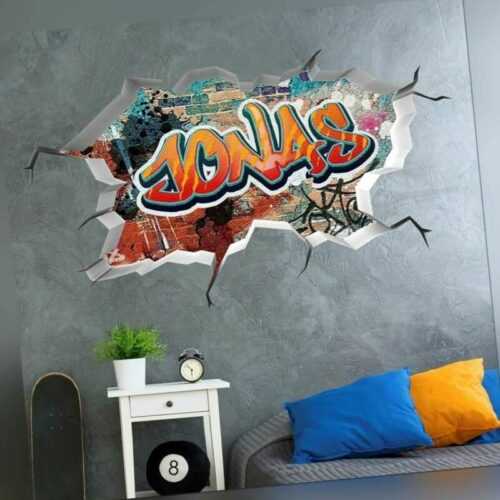 vr156 3D Wandtattoo Graffiti Name Cooles Wandtattoo Kinderzimmer Junge Name Teen