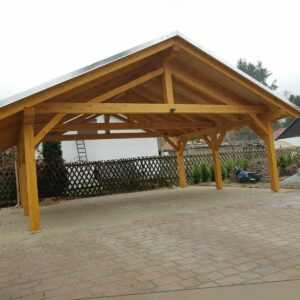 Doppelcarport Satteldach 5m x 5m 14er Pfosten 100km Radius