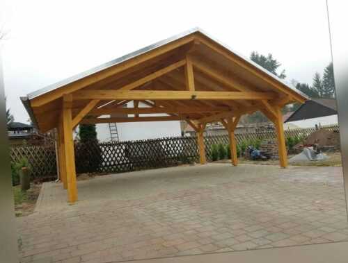 Doppelcarport Satteldach 5m x 5m 14er Pfosten 100km Radius