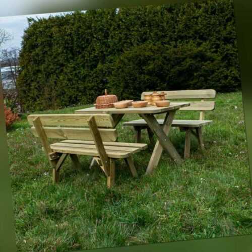 Gartenbank Sitzgruppe Holz Tisch Set 120 cm Gartenmöbel Kiefer 35mm imprägniert