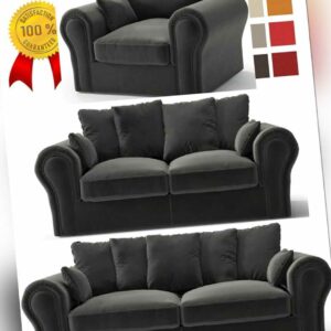 HELLGRAU 3-2-1 COUCHGARNITUR SET SESSEL 3 SITZER SOFA ECKE WOHNLANDSCHAFT HOCKER