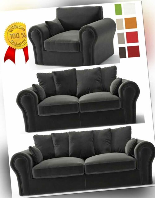 HELLGRAU 3-2-1 COUCHGARNITUR SET SESSEL 3 SITZER SOFA ECKE WOHNLANDSCHAFT HOCKER