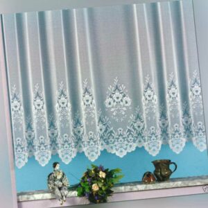 Gardinen Store weiß Kräuselband Vorhang transparent Blumen Borte gebogt Typ10