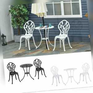 Outsunny Sitzgruppe 3-teilige Essgruppe Gartenmöbel-Set 1 Tisch+2 Stühle
