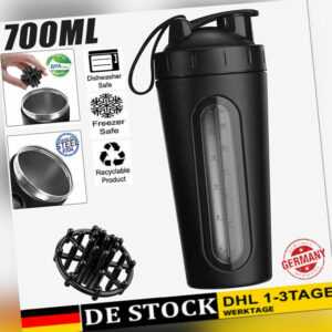 700ML Protein Shaker Trinkflasche Eiweiß Shaker Fitness Standmixer Edelstahl DE