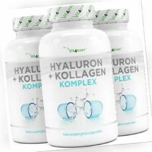 Hyaluron + Kollagen Komplex - 720 Kapseln Hochdosierte Hautformel + Silizium B7