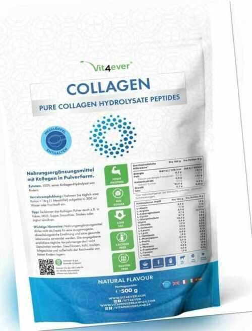 COLLAGEN- 500g Kollagen Hydrolysat Pulver - Haut Gelenke & Knorpel RIND Natural