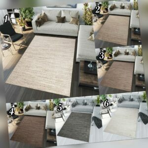 Kurzflor Teppich Modern Design Teppiche Beige Creme Meliert Verwischt Wohnzimmer