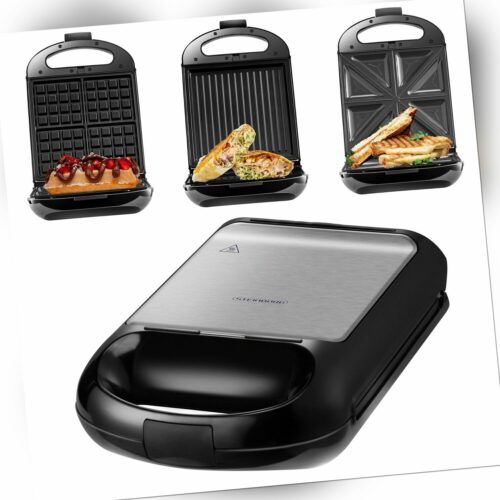 3in1 Sandwichmaker Elektrogrill Waffeleisen Kontaktgrill Sandwichtoaster