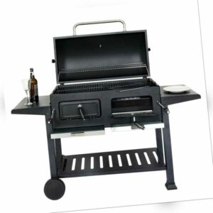 Holzkohlegrill HWC-K94, Grillwagen Standgrill BBQ Gartengrill, Stahl Emaille