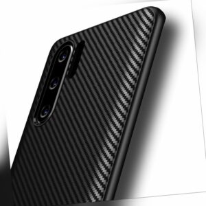 Hülle für Huawei P30 Pro / New Edition Schutzhülle Silikon Schwarz Carbon Optik