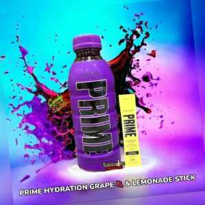 Prime Hydration Drink TRAUBENGESCHMACK 500ml ungeöffnete Flaschen NEU Limonadenstick