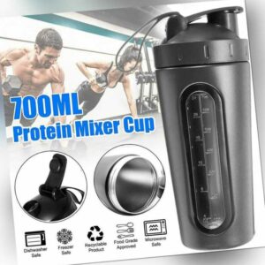 Protein Shaker 700ml Edelstahl Trinkflasche Fitness Becher Eiweiß Shaker BPAfrei