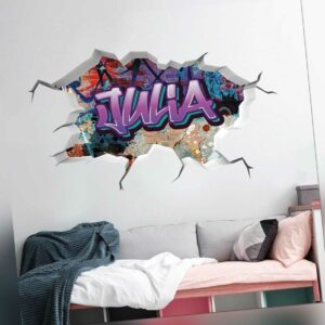 vr201 3D Wandtattoo Graffiti Name Cooles Wandtattoo Kinderzimmer Mädchen Name