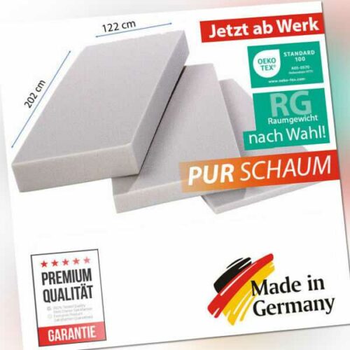 PUR Schaumstoff Polster Auflage Matratze 202x122cm x 1-10 cm; div. Qualitäten!