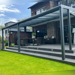 Terrassenüberdachung Terrassendach Komplettset Alu anthrazit Premium Stegplatten