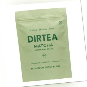 Dirtea Matcha Pilz Super Mischung für Energie, Ruhe, Fokus und Haut, 30 Portionen