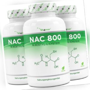 NAC - N-Acetyl L-Cystein 540 Kapseln á 800 mg - Hochdosiert + Vegan 12 Monate