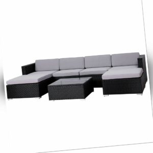 SVITA LUGANO Polyrattan Lounge Rattan Set Couch Sofagarnitur schwarz Gartenmöbel