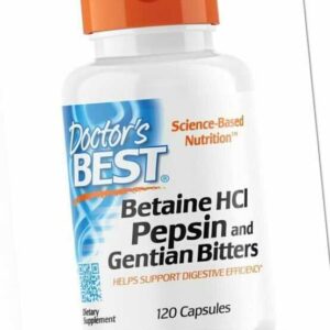 Doctor's Best, Betaine HCl Pepsin and Gentian Bitters, 120 Kapseln