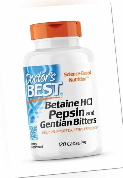 Doctor's Best, Betaine HCl Pepsin and Gentian Bitters, 120 Kapseln