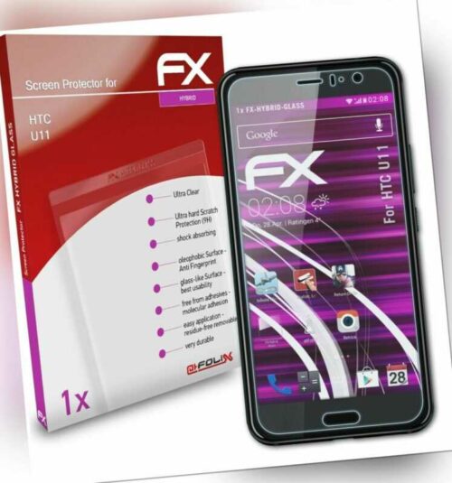 atFoliX Glasfolie für HTC U11 Panzerfolie 9H Schutzpanzer Displayschutzfolie