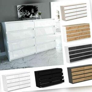 Kommode mit 8 Schubladen Sideboard Schubladenschrank Kleiderschrank Weiß Schwarz