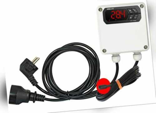 STECKERFERTIG TEMPERATURREGLER mit fühler 230V Digital Thermostat DICHT GEHAUSE