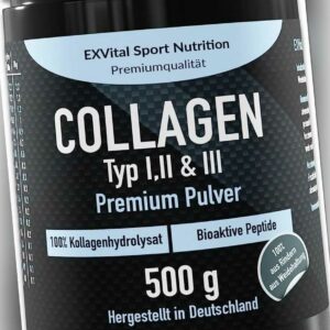 Collagen Pulver 500 Gramm, Bioaktives Kollagen, Typ 1, 2, 3  100% Rind