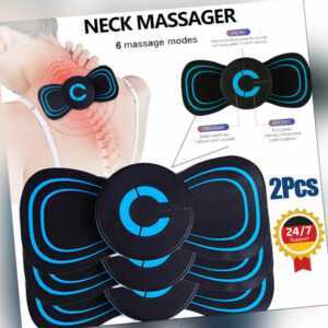 2x Tragbares EMS Mini Elektrisches Nacken-Rücken-Massagegerät Zervikaler Massage