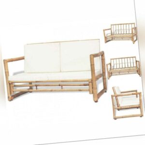 Gartenbank 2-Sitzer Gartensofa Mit Polstern Bambus