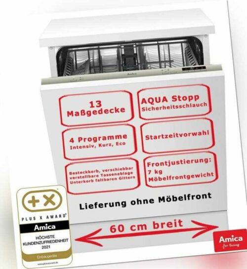 Amica Einbau Geschirrspüler 60cm vollintegriert AquaStopp Spülmaschine