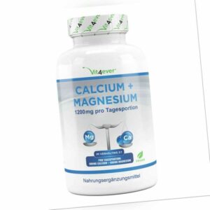 CALCIUM & MAGNESIUM = 365 Tabletten  Vegan Hochdosiert 1200 mg Portion Kalzium