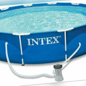 INTEX Familien Swimmingpool mit Metallrahmen 366 x 84cm mit Filterpumpe +Zubehör