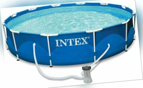 INTEX Familien Swimmingpool mit Metallrahmen 366 x 84cm mit Filterpumpe +Zubehör