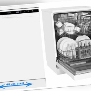 Exquisit Geschirrspüler 60 cm Weiß AquaStop Auto-Door-Open freistehend