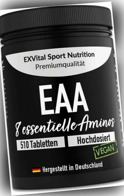 EAA Tabletten hochdosiert, 510 Stk., 8 essentiellen Aminosäuren. Muskelaufbau.