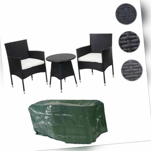 Poly-Rattan Balkonset HWC-G27, Gartengarnitur Sitzgarnitur, 2xSessel+Tisch