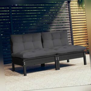 2-Sitzer-Gartensofa mit Anthrazit Kissen Massivholz Kiefer